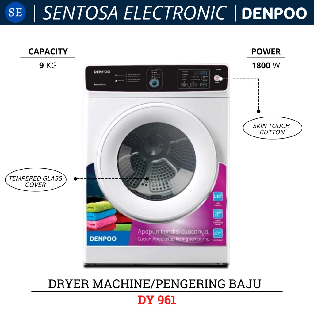 Jual Mesin Pengering Pakaian | Dryer Denpoo DY 961 | Shopee Indonesia