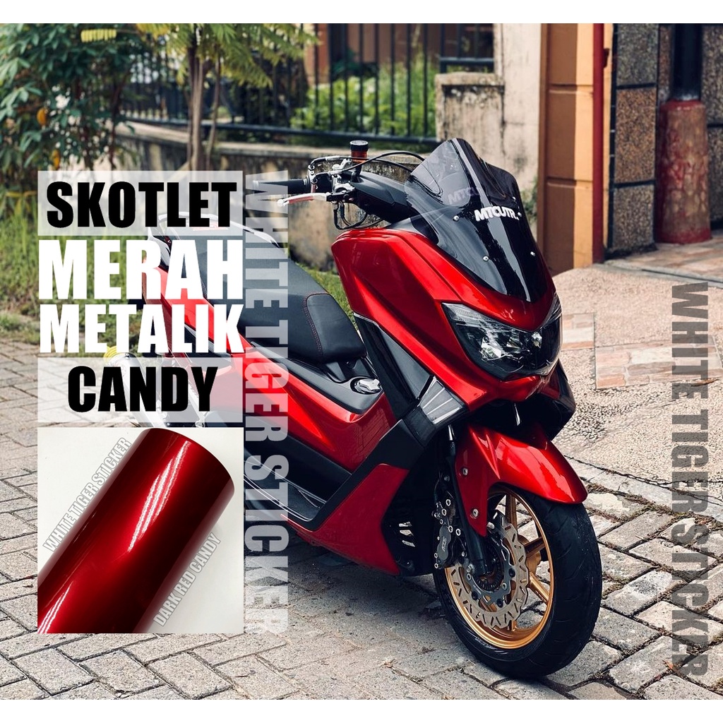 Jual SKOTLET STIKER MOTOR MERAH METTALIK CANDY SKOTLET MERAH MARUN