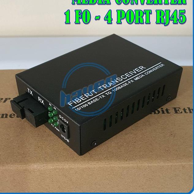 Jual Hot Sale Media Converter Fiber Optik 1 Port FO to 4 Port Lan RJ45 ...