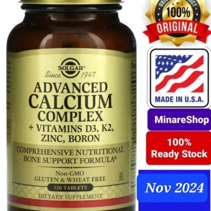 Jual Solgar Advanced Calcium Complex + Vitamins D3, K2, Zinc Boron 120 Tabs Shopee Indonesia