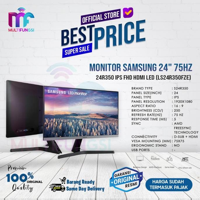 Jual Monitor Samsung 24" 75hz S24R350 IPS FHD HDMI LED (LS24R350FZE ...