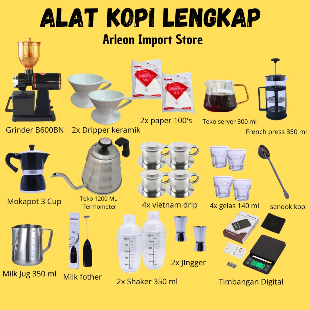 Jual Paket Usaha Kedai kopi komplit Alat Manual brew dengan Grinder