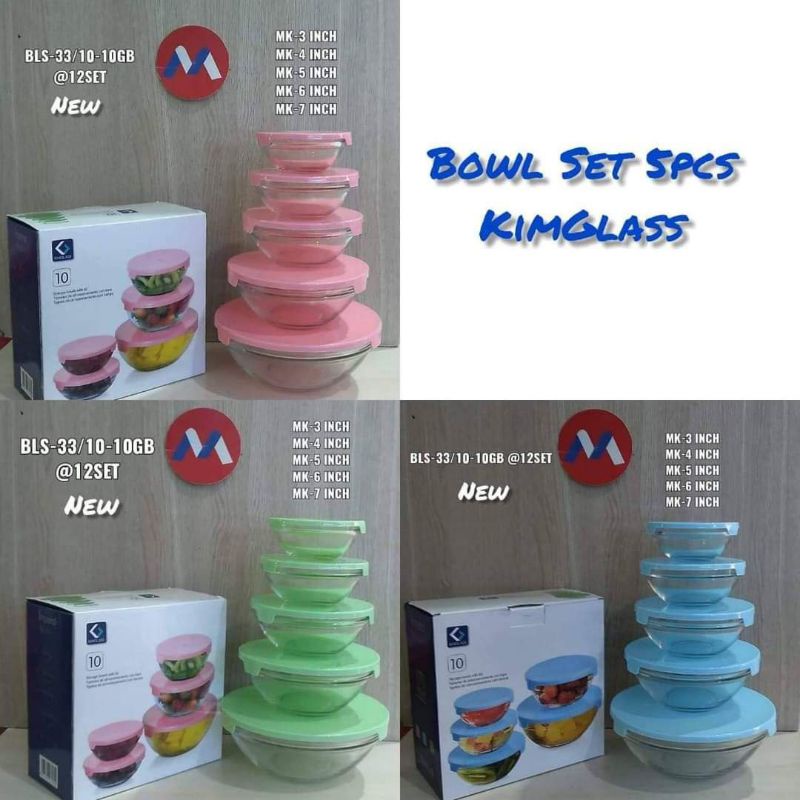 Jual Mangkok Kaca Bowl Glass Kimglass 5 Susun Shopee Indonesia 5227