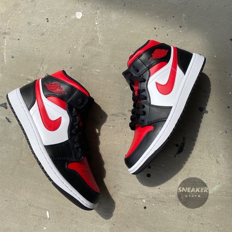 Jual Air Jordan 1 Mid Bred Toe (2022) Shopee Indonesia