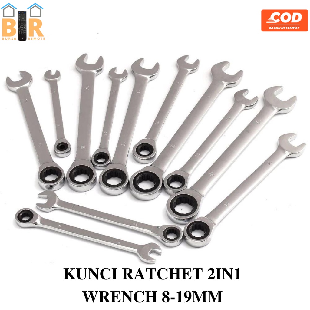 Jual Kunci Ring Pas Ratchet 2in1 Bolak Balik Double Open End Wrench 8