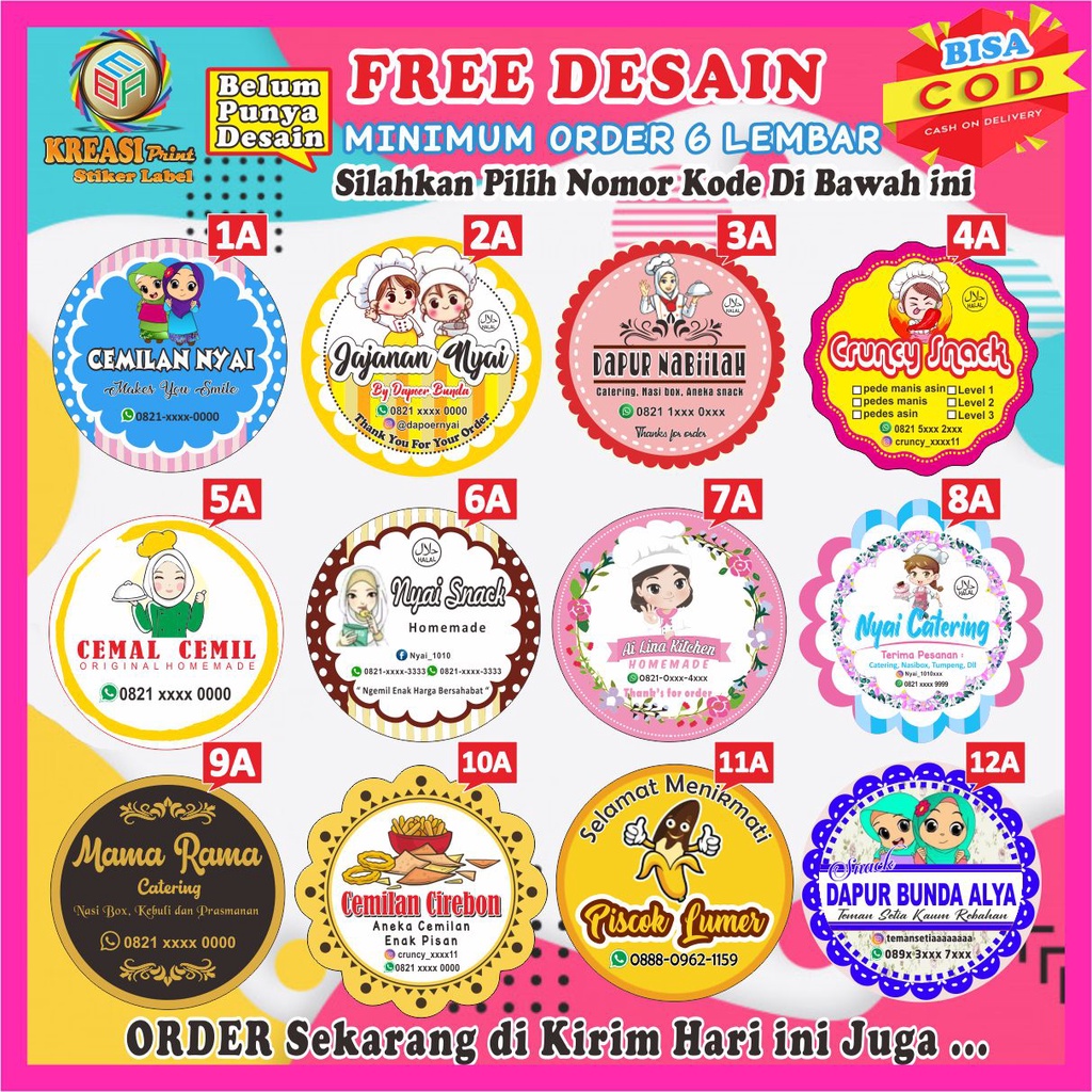 Jual Cetak Stiker Label Produk Kemasan Makanan Minuman Sticker Kue Snack Ukuran 1 Lembar A3 3146