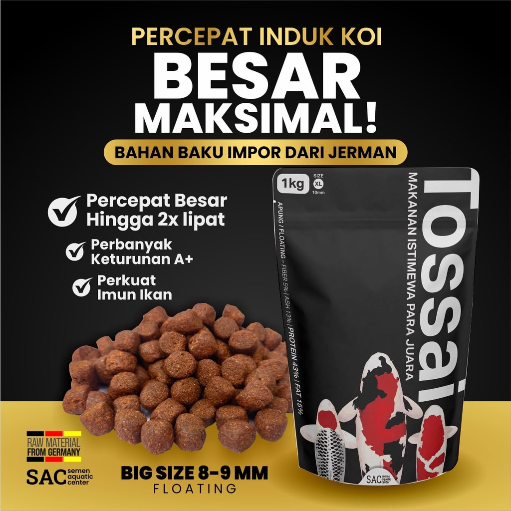 Jual Tossai Pakan Koi Pembesaran Indukan 8 9mm Pelet Import Harga Terjangkau Murah Pelet Ikan