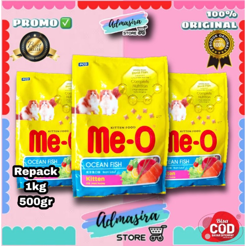 Jual MEO ME-O Adult Kitten Ocean Fish Salmon Repack 500gr 1kg 500 gram ...