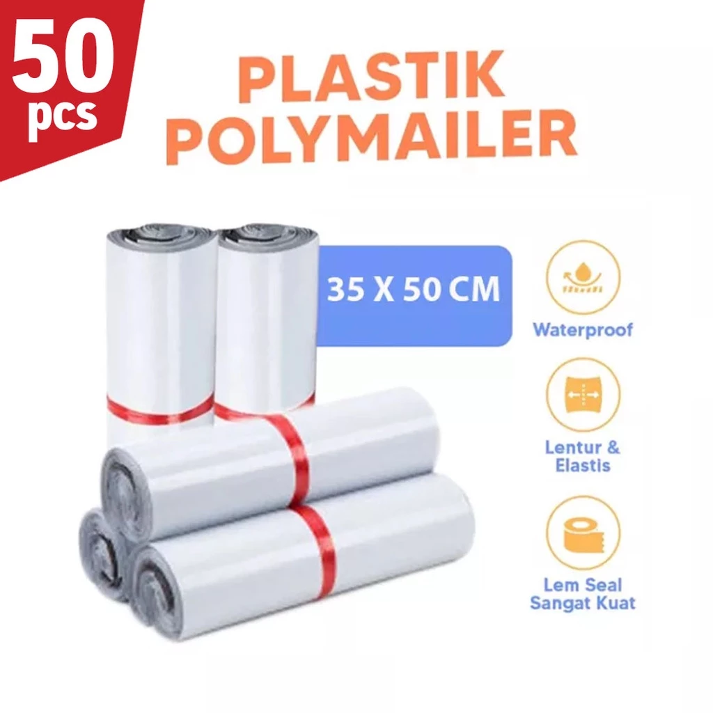 [ Isi 100pcs ] Polymailer Plastik Packing Putih 23x33cm Dengan Lem Perekat Anti Plong Termurah | AutoStock