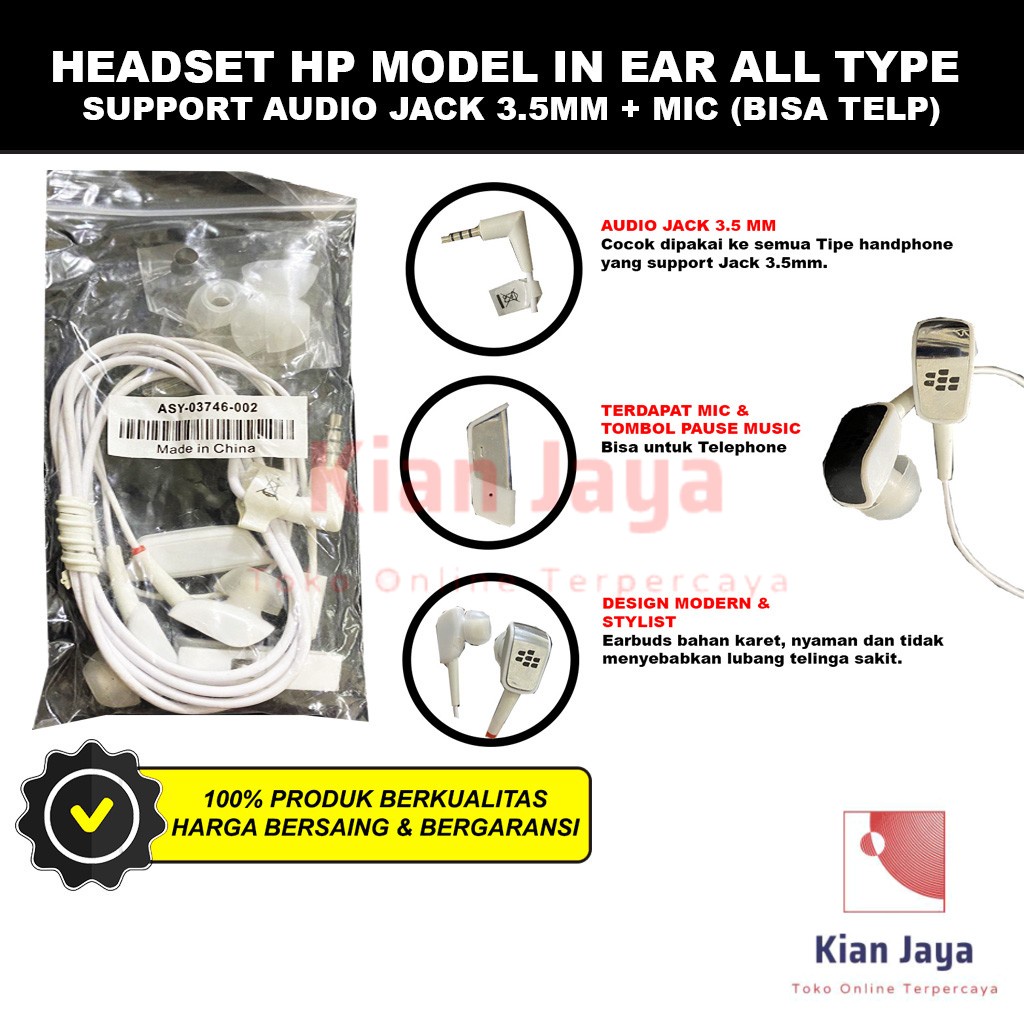 Jual Headset Hp Handsfree Earset Head Set Handphone Earphone Murah