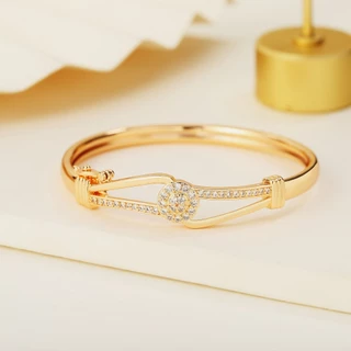 Lanme Jewelry Gelang Wanita Model Baru Emas/Titanium/Anti Luntur Gelang Dewasa Mata Zirkon Gelang Lapis Emas Imitasi Y071