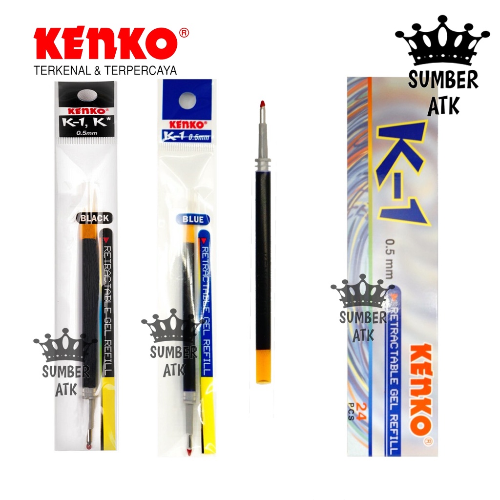 Jual KENKO GEL PEN REFILL K1 Black , Blue / ISI ULANG PENA K1 Hitam