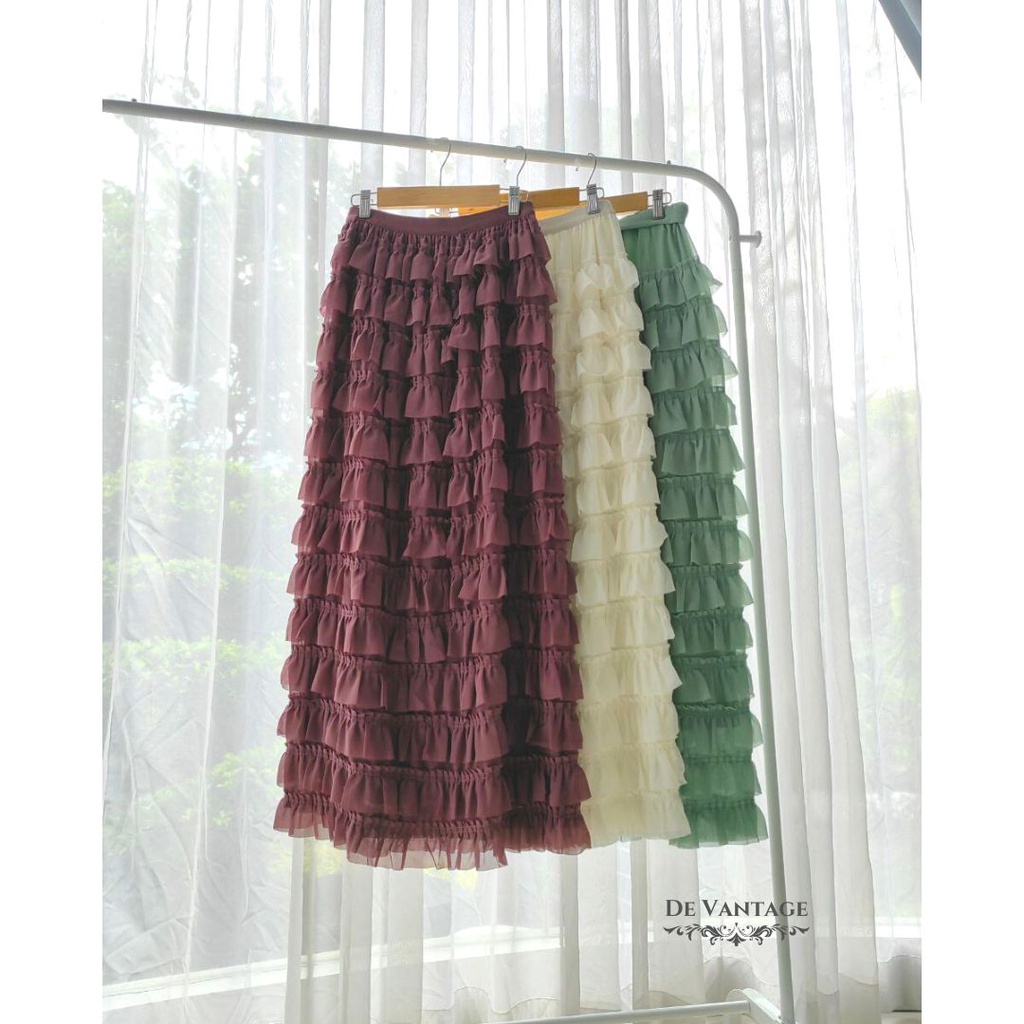 Jual Rok Layer Panjang / Rok Tingkat Polos / Plain Layered Skirt ...