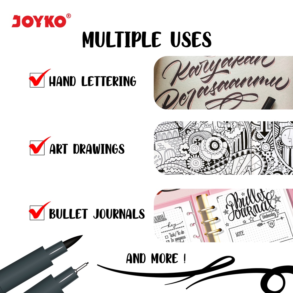 Drawing Pen Pena Gambar Joyko DP-298 1 Pcs Waterproof Pigment Ink (3)