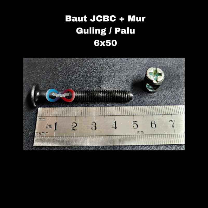 Jual Baut JCBC Hitam M6x50 /Baut Knockdown + Mur Guling/Palu per 1 pcs ...