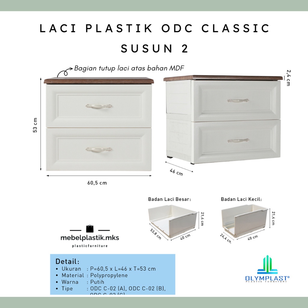 Jual Laci Putih Susun 2 Lemari Plastik Classic Lebar Minimalis ODC ...