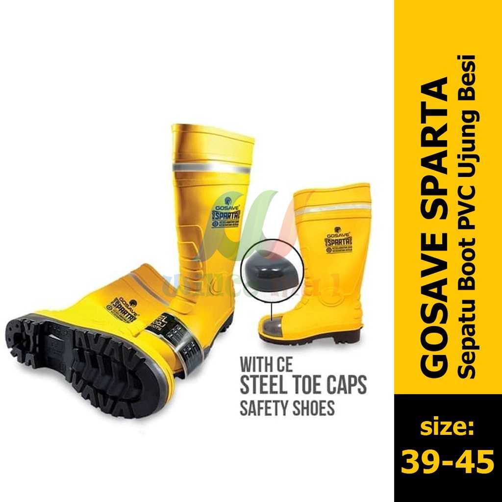 Jual SEPATU BOOTS KARET SAFETY UJUNG BESI GOSAVE SPARTA | Shopee Indonesia