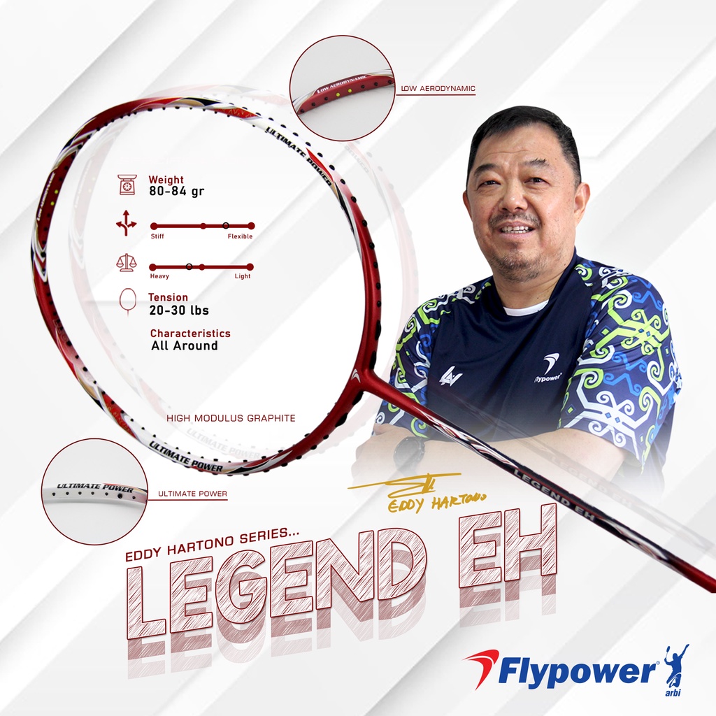 Jual Flypower Legend EH Raket Badminton Edi Hartono Series – Red White ...