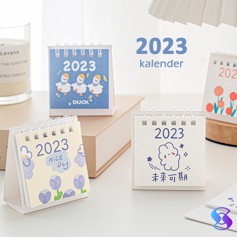 Jual 2023 Tahun Kelinci Kartun Lucu Mini Portable Kecil Meja Kalender