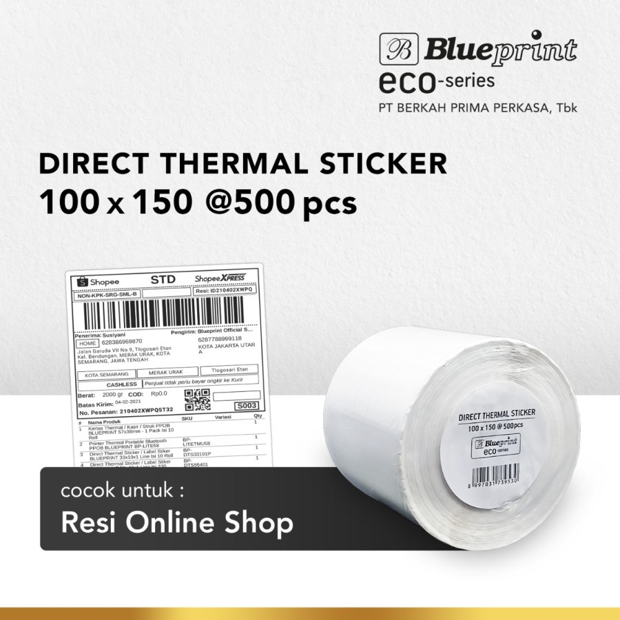 Jual ECO 100x150mmx1 Line isi 500 Label Stiker BLUEPRINT ECO Direct ...