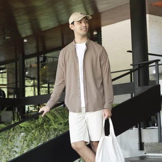 CUTOFF Brave Collarless Shirt Kemeja Koko Pique Polos Pria Lengan Panjang New Colors