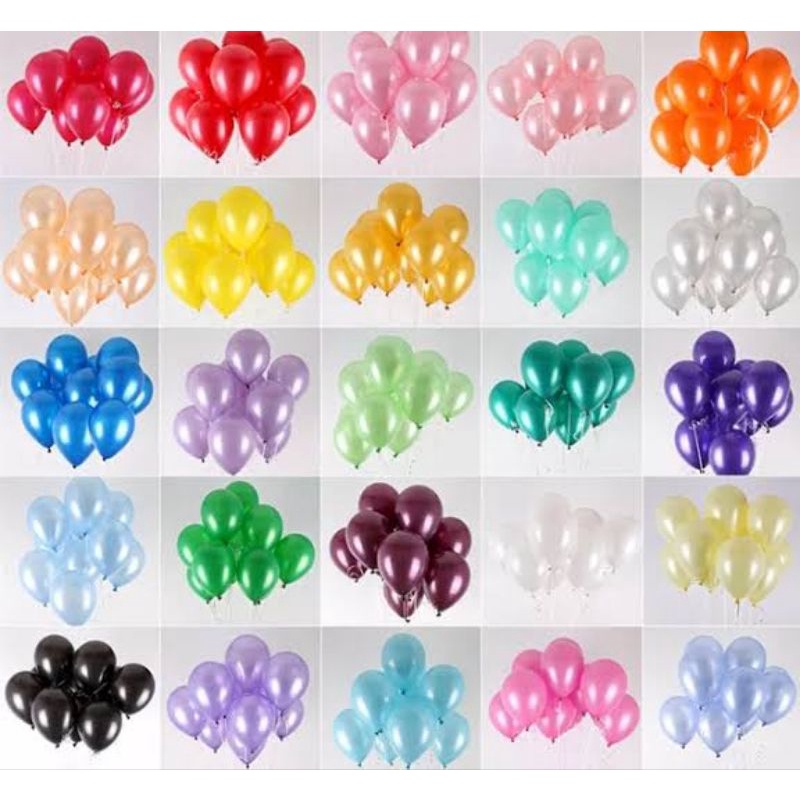 Jual Mix Color Balon Latex Metalik Polos 12 Inch Karet Metallic