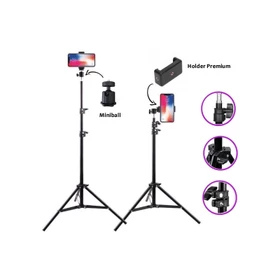 Paket Komplit Tripod 2.1M Mini Ball Head Ball Holder Premium Holder E Tomsis 1 Tombol