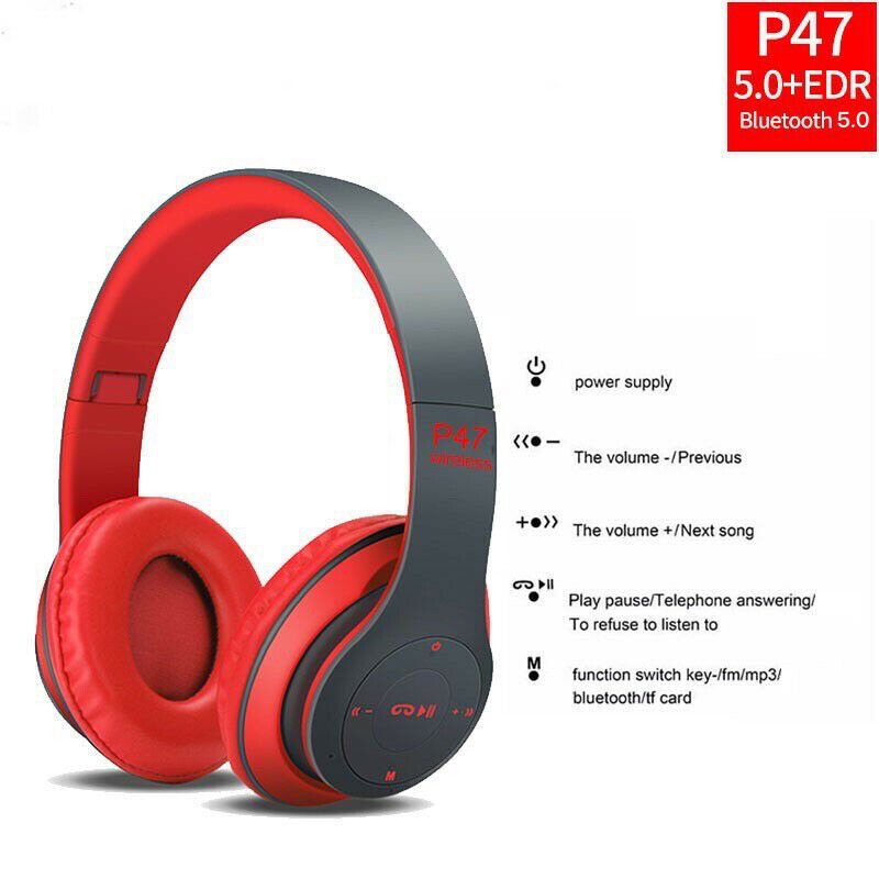 Jual P47 bluetooth 4.1 headphone headband wireless earphone handsfree