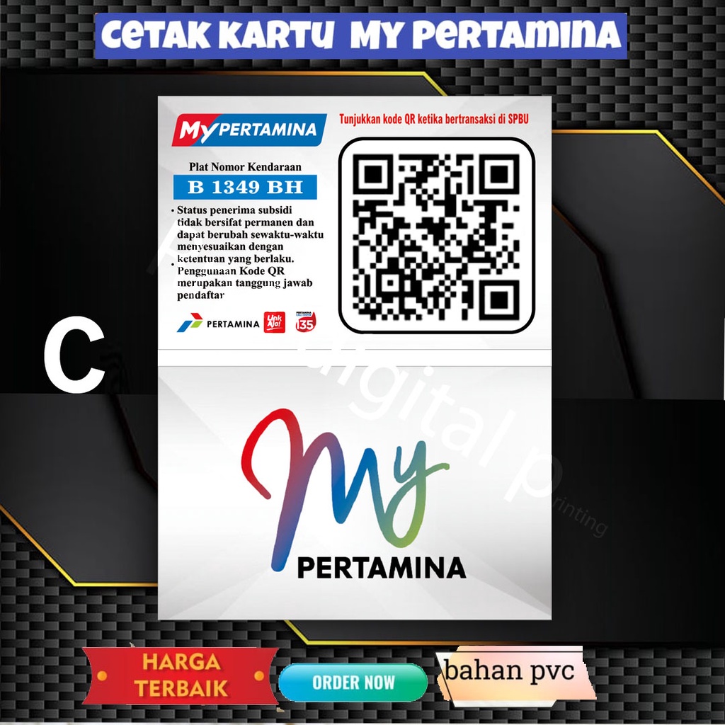 Jual Cetak My Pertamina Id Card Kartu Member Kta Kartu