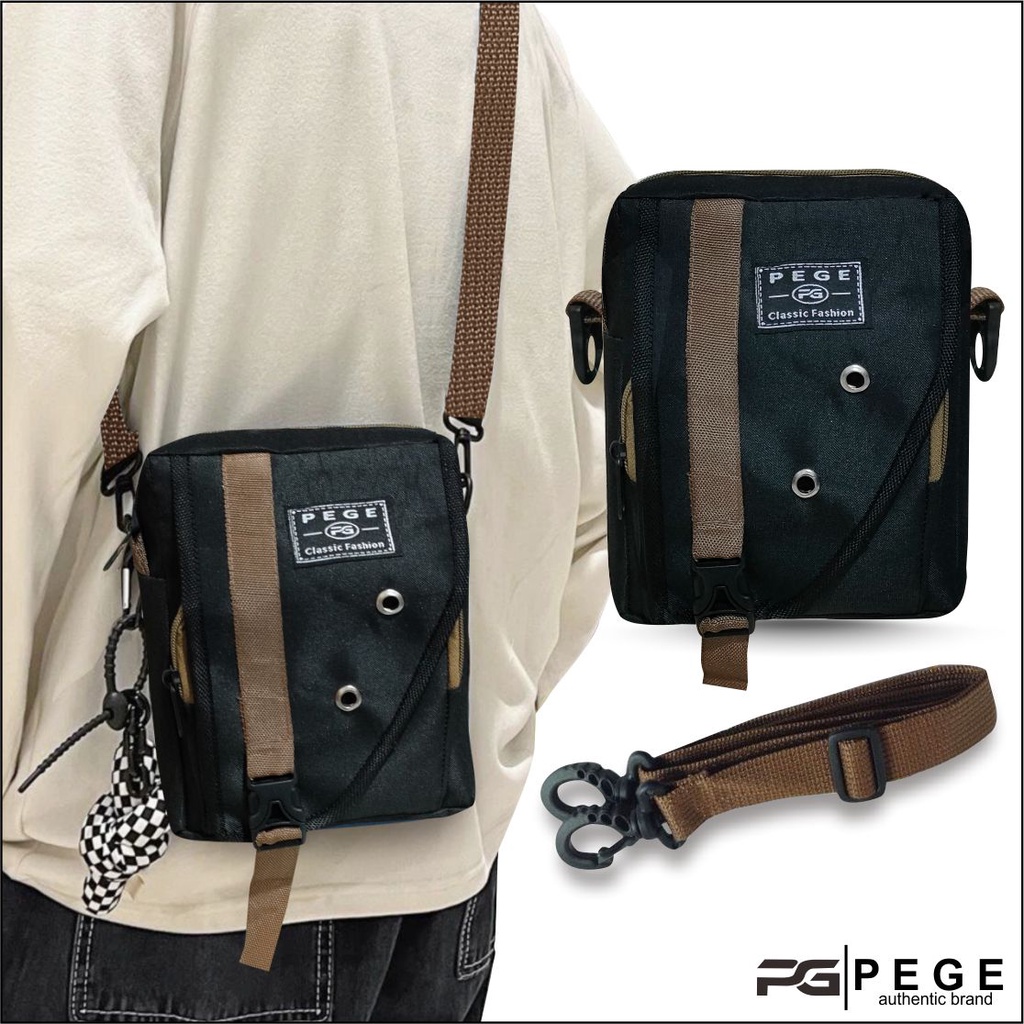Jual as Selempang Pria 2in1 PEGE NATAKA Model Slingbag Kombinasi Coklat ...