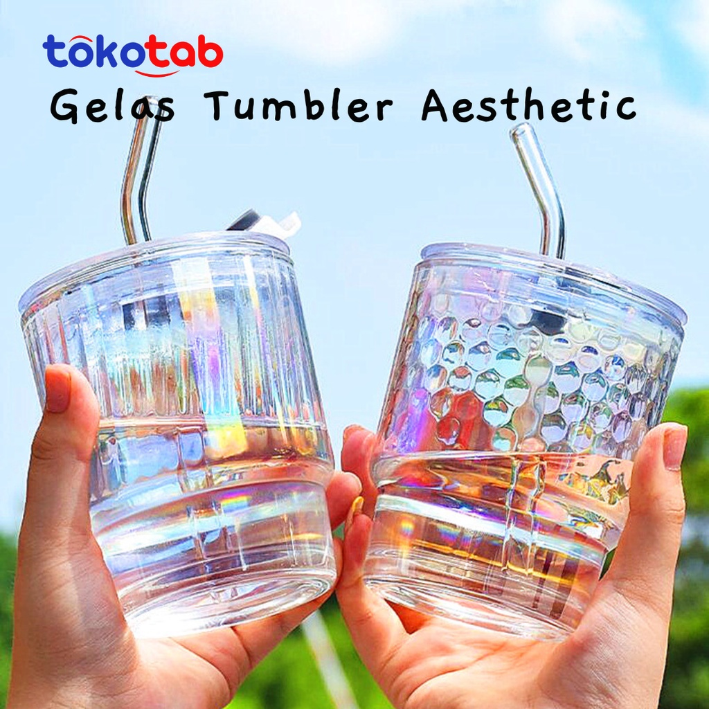 Jual Tokotab Gelas Tumbler Aesthetic Gelas Minum Kaca Simple Elegan Water Bottle 400ml 9148