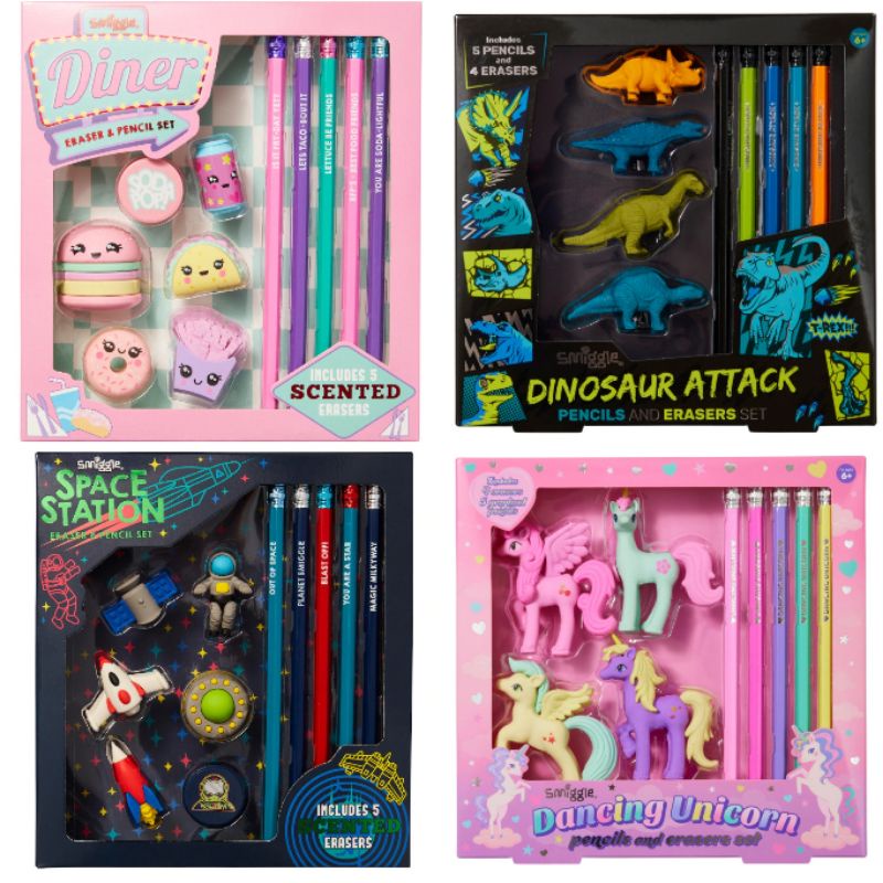 Jual Smiggle Eraser and Pencil Set/Pencil Smiggle/Unicorn Dinosaurus