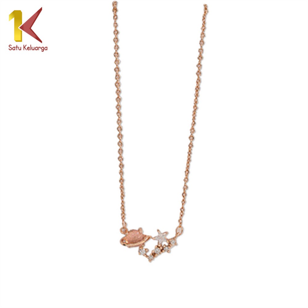 Satu Keluarga Kalung Titanium Wanita Korean Style K84 Gelang Bintang Kunci  Necklace Crystal Motif Planet Kalung Rantai Wanita