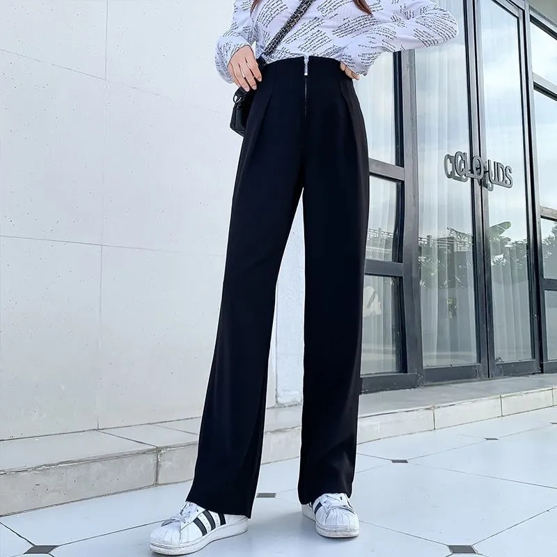 Fashion Women's Casual Cow Printed Harajuku Elastic High Waist Wide Leg Long Pants Trousers Streetwear