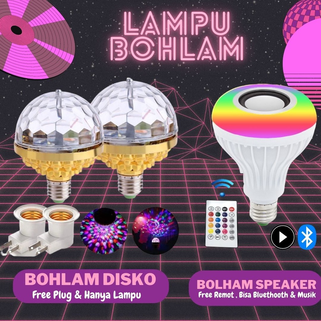 Jual Bolham Lampu Speaker Musik Bluetooth 2 in 1 Lampu Speaker LED RGB