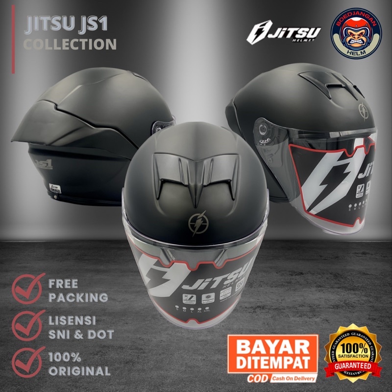 Jual HELM JITSU JS1 SERIES BLACK DOFFJITSU PAKET GANTENGHELM HALF