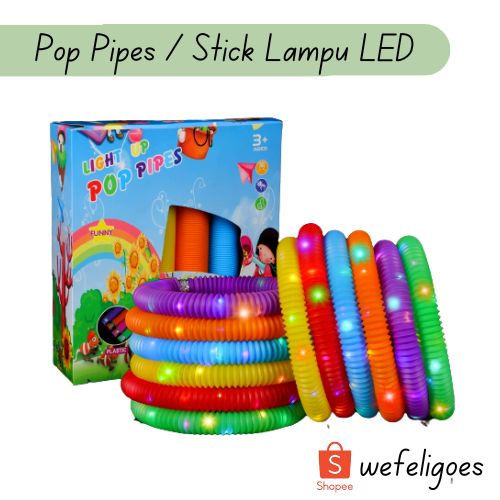 Jual Mainan Light Up Pop Pipes Pipa Led Mainan Stick Pipa Lampu Bisa Ditarik Fidget Toys