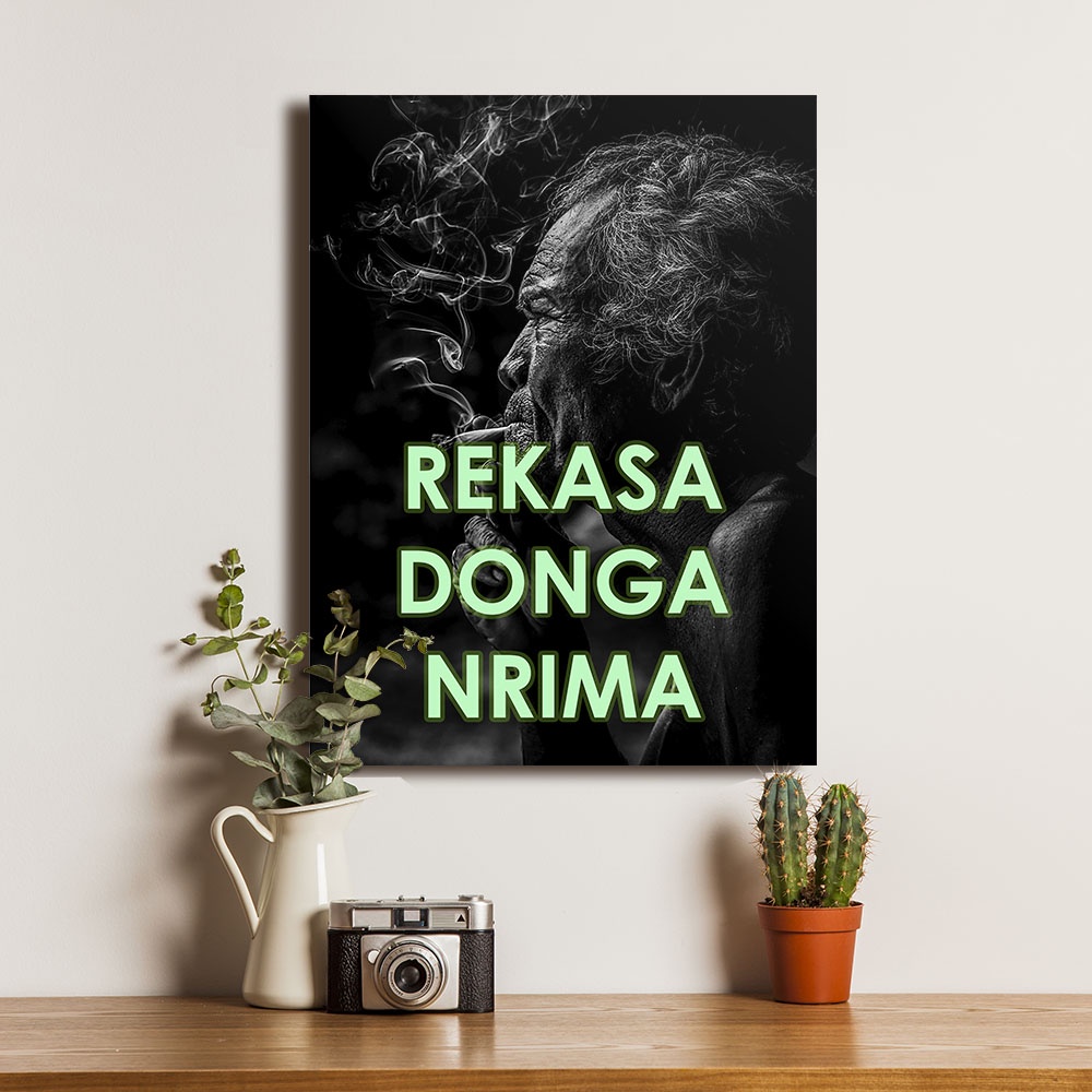 Jual Poster Dekorasi Hiasan Dinding Kayu Quotes Jawa Rekasa Donga Nrimo