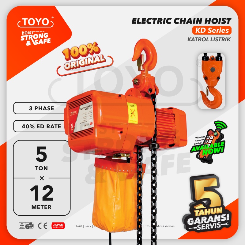 Jual TOYO Electric Chain Hoist 5 Ton x 12 Meter KD Series Shopee