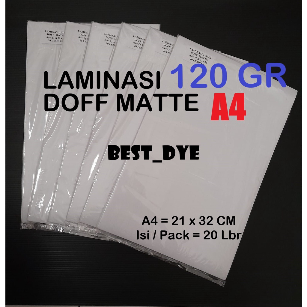 Jual Plastik Laminasi Dingin DOFF MATTE 120 GR, A4= 21 x 32 Cm, 1 Pack ...