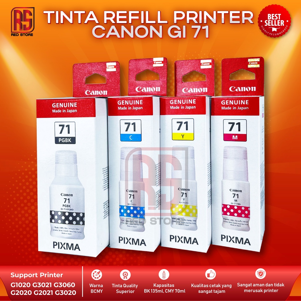 Jual 1 Set 4 Pcs Tinta Canon Gi 71 For Printer G1020 G3020 G2020 G2060 G3060 Shopee Indonesia 0931