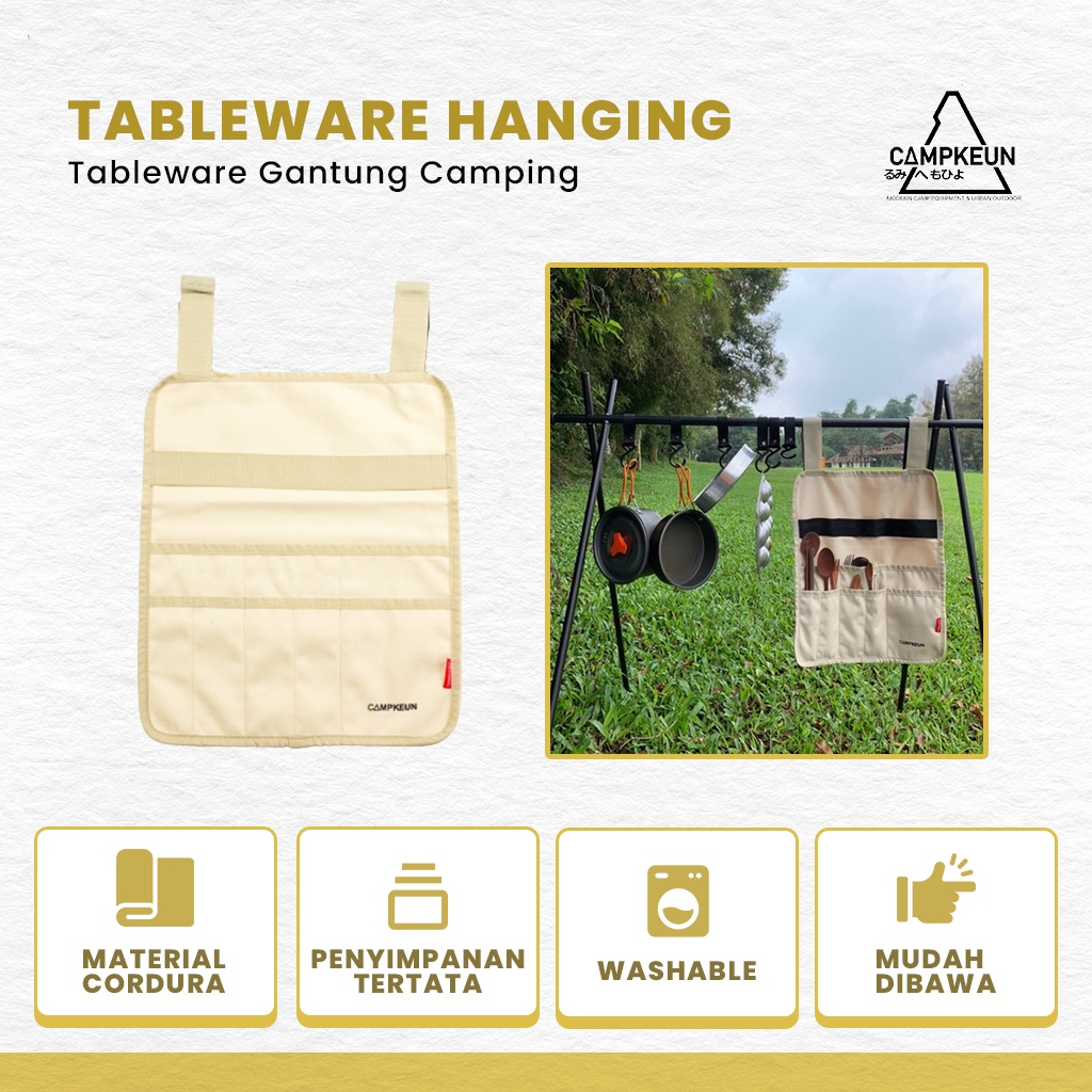 Jual CAMPKEUN Tableware Beige kotak gantung canvas peralatan camping