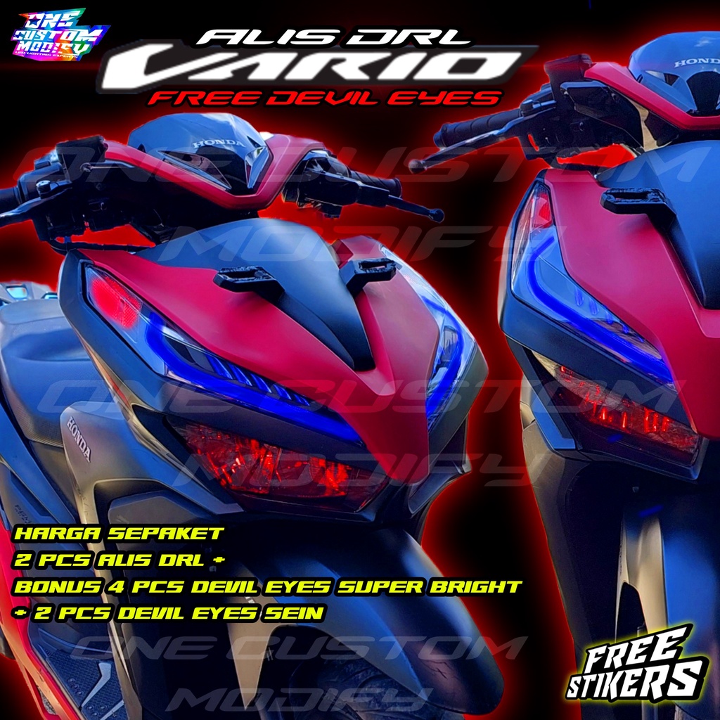 Jual LAMPU ALIS NEW VARIO 125 150 BONUS LED DEVIL DEMON EYES SEIN LAMPU