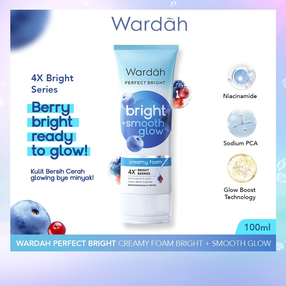 Jual WARDAH Perfect Bright+Smooth Glow Creamy Foam 50ml 100ml || Facial
