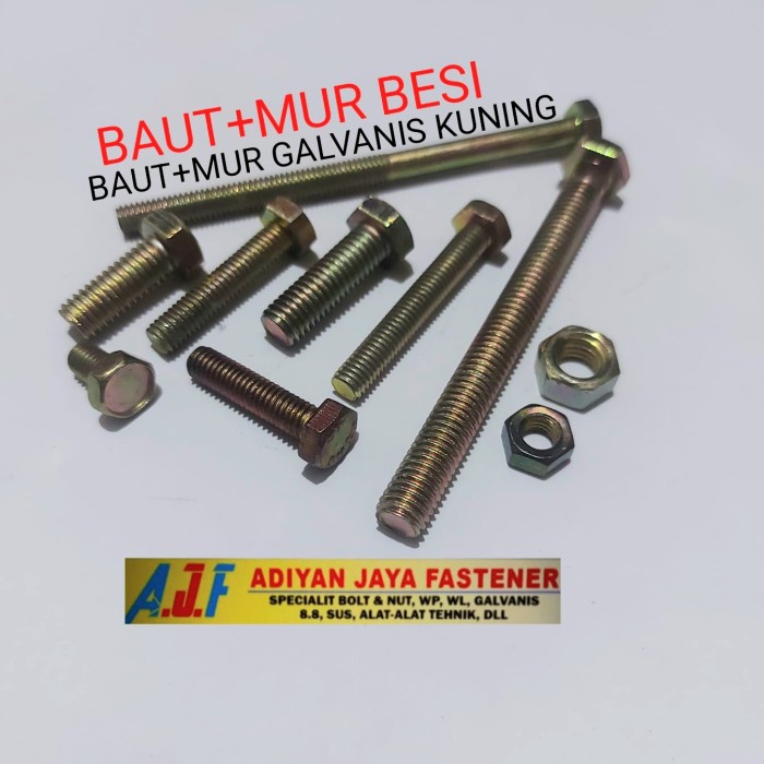 Jual Baut Mur Galvanis Kuning X P Drat Setengah Shopee Indonesia