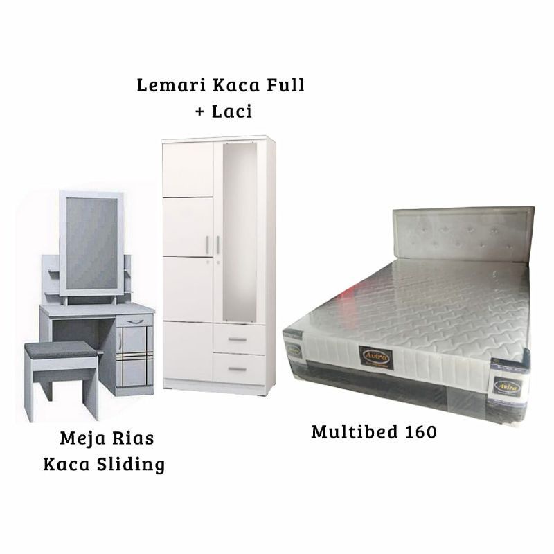 Jual Satu Set Kamar Divan Kasur Spring bed Lemari dan Meja Rias