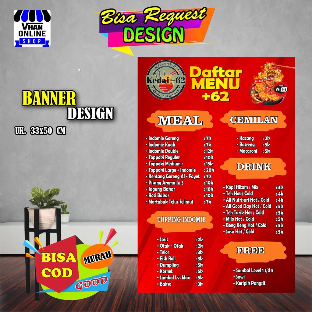 Jual Cetak Banner / Spanduk Daftar Menu Dengan Bahan Flexy, Daftar ...