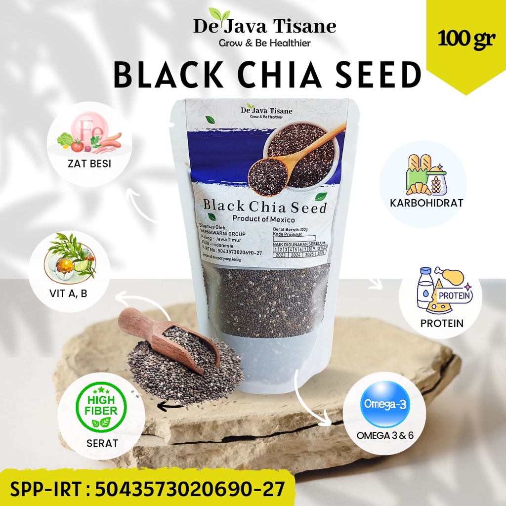 Jual Organic Black Chia Seed Mexico Superfood 100 gram Chia Hitam ...