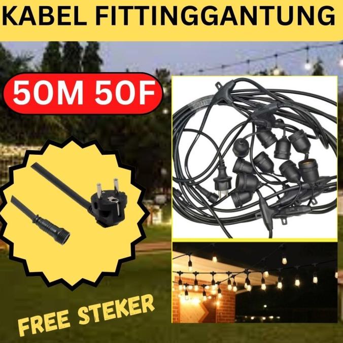 Jual Kabel Fitting 50M 50 Fitting Gantung 50 Meter Lampu Outdoor ...