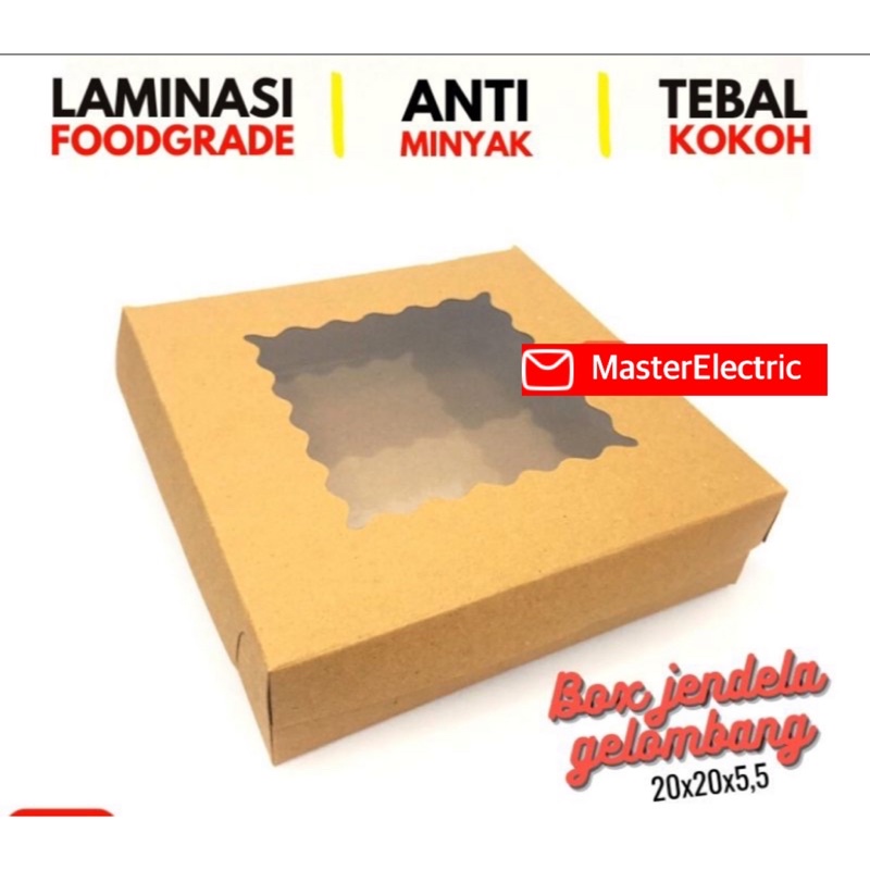 Jual BOX MIKA DUS KOTAK KUE BROWNIES CAKE JENDELA GELOMBANG 20x20x5 Cm ...